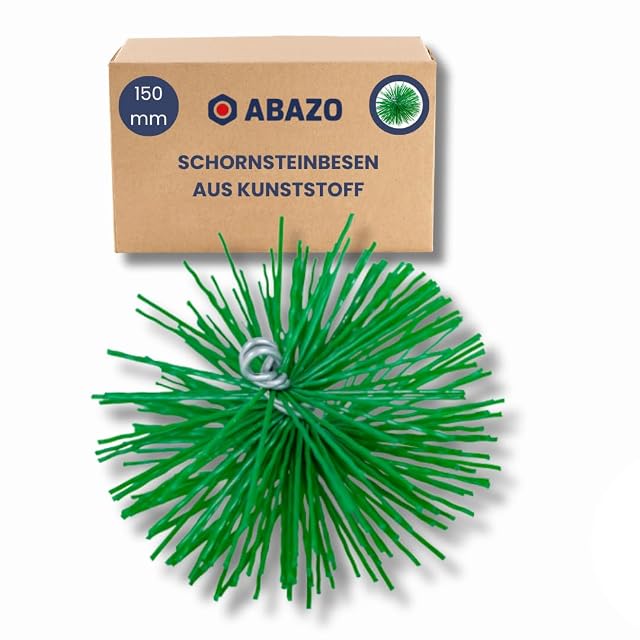 Uno scovolo da camino a setole di plastica da 150 millimetri, per intubamenti in ceramica e in acciaio inox