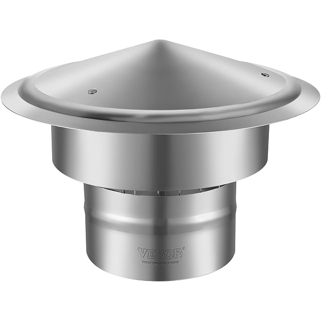 Un cappello da camino in acciaio inox di trecento per trecento millimetri con fianchi in rete e tasselli a espansione