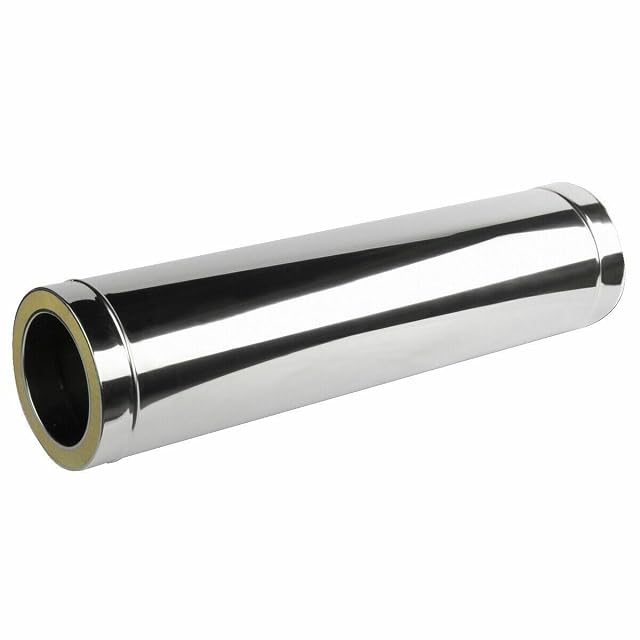 Un elemento di camino in acciaio inox isolato a doppia parete da 500 millimetri, con diametro interno di 120 millimetri