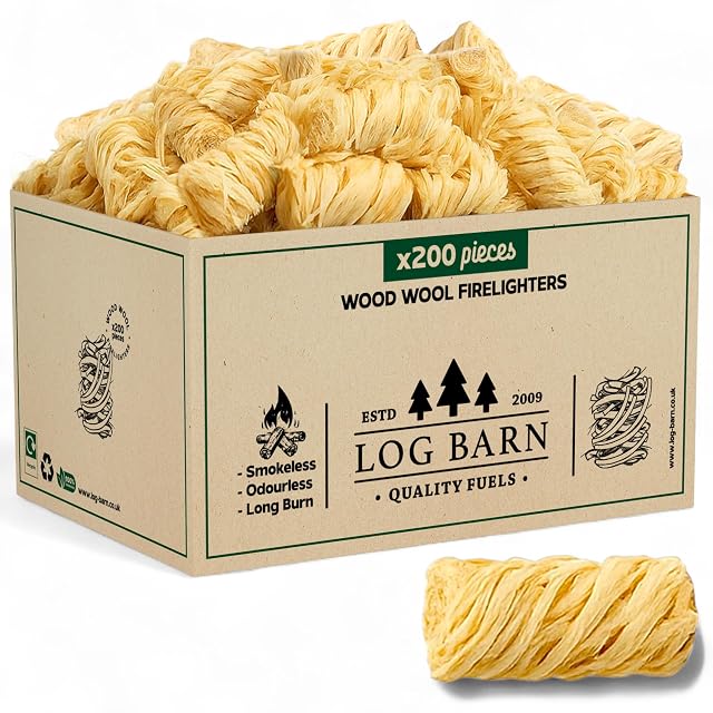 Duecento accendifuoco naturali in lana di legno fatti di trucioli immersi nella cera
