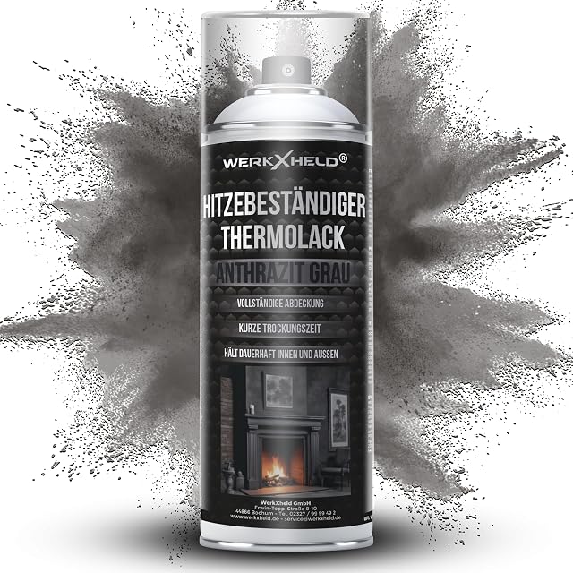 Una bomboletta da quattrocento millilitri di vernice per stufe grigio antracite resistente al calore